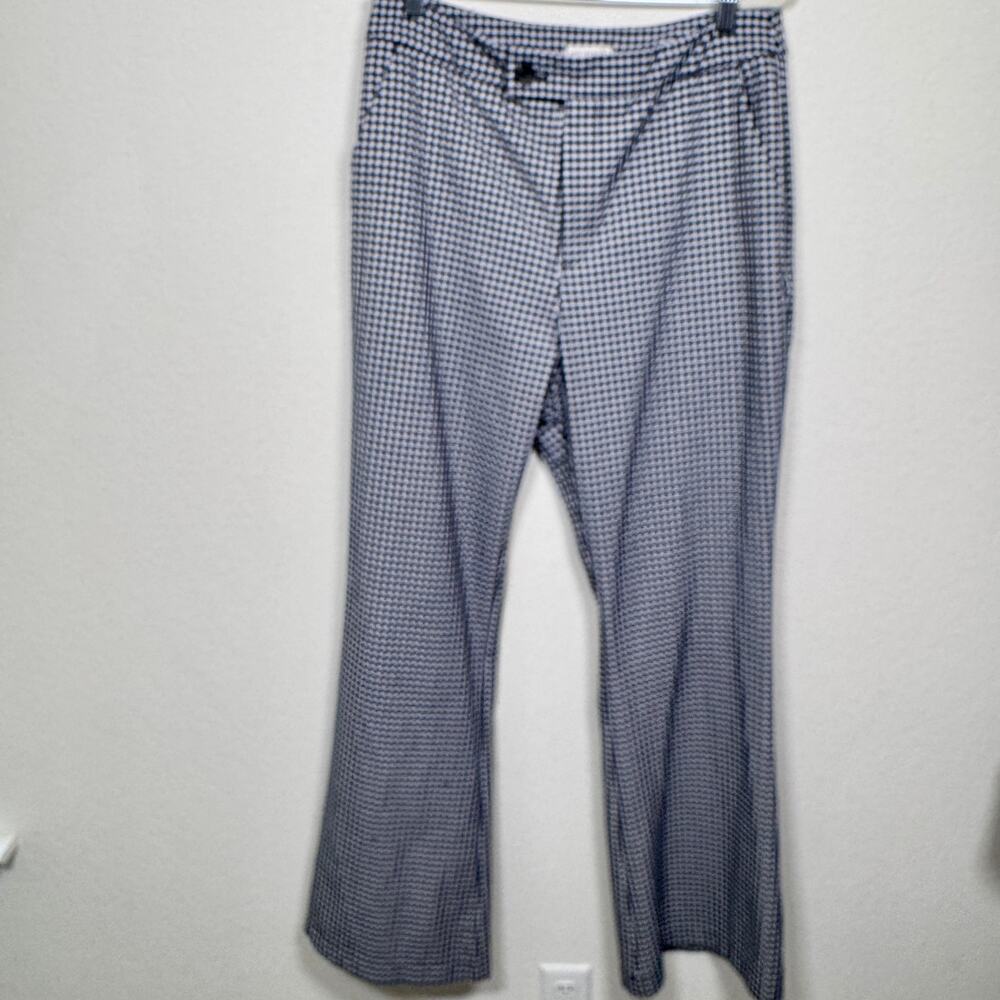 Avec Les Filles Women Check Trouser Pants Size 14 Gingham Flare Leg Carrer Black